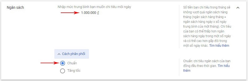 Thiết lập ra ngân sách về chiến dịch quảng cáo