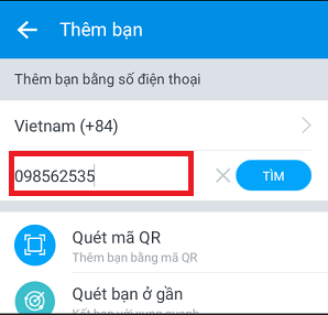 Tìm kiếm bạn bè bằng số điện thoại
