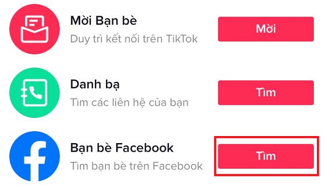 Cách tìm bạn bè trên Facebook qua Tiktok