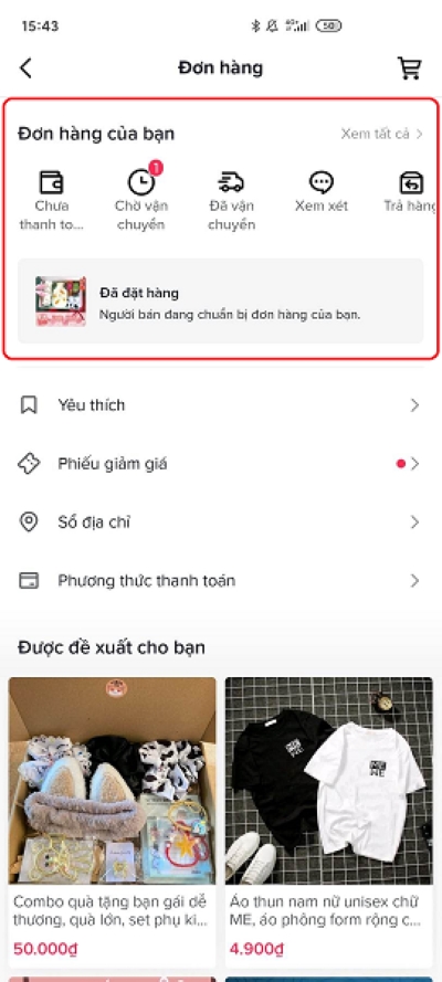 3. Chọn đơn hàng TikTok bạn muốn theo dõi