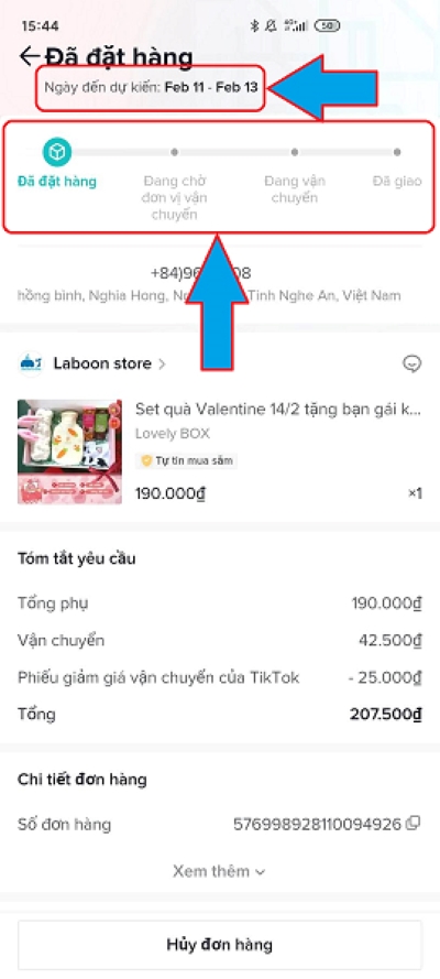 4. Xem thông tin đơn hàng và theo dõi quá trình giao hàng TikTok Shop