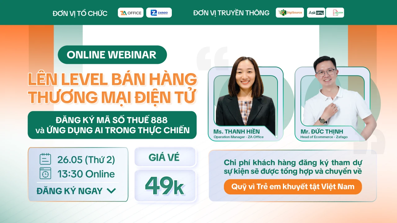 Lên level bán hàng TMĐT – Đăng ký MST 888 & Ứng dụng AI thực chiến