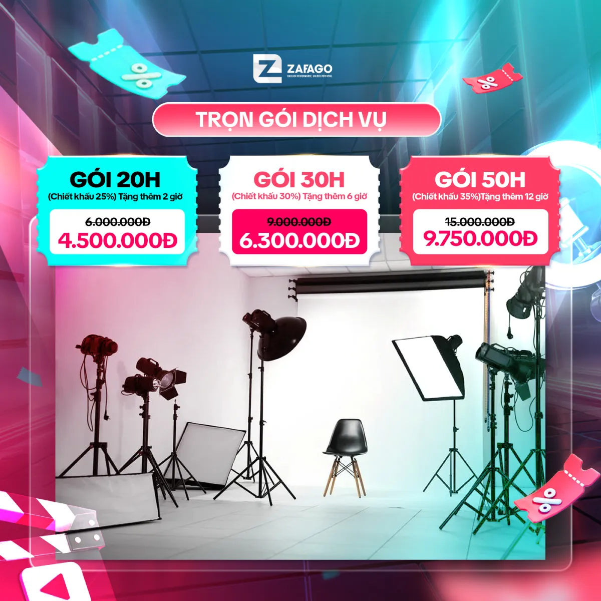 Giá gói khuyến mãi dịch vụ studio livestream