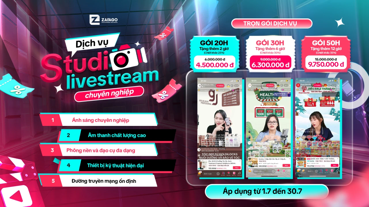 Dịch vụ Studio Livestream: DEAL SỐC – Khuyến mãi lên tới 35%