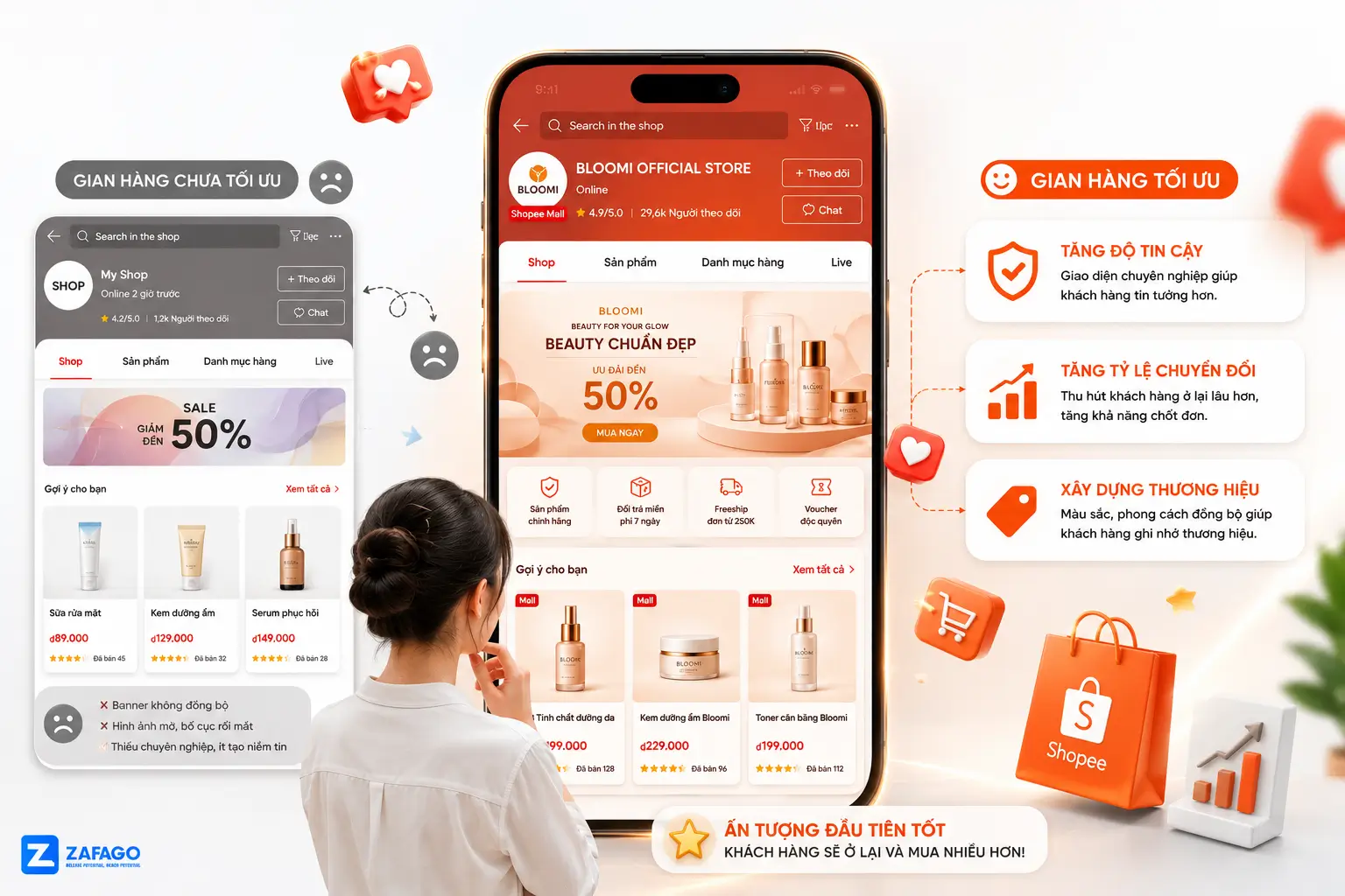 trang trí gian hàng Shopee