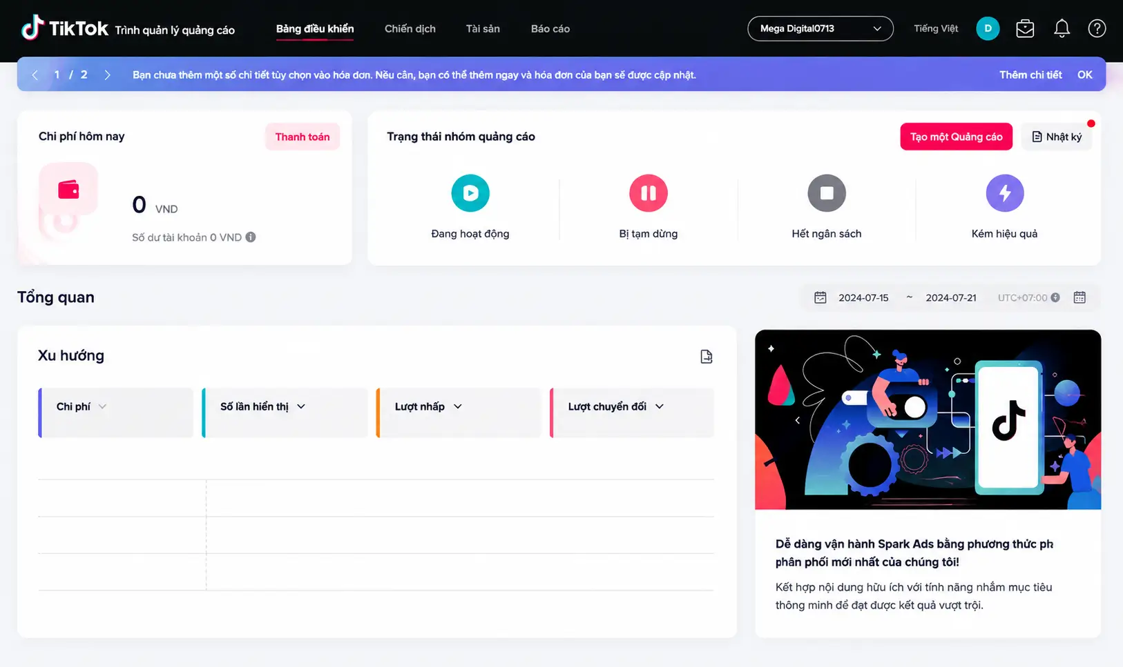 tạo tài khoản quảng cáo TikTok