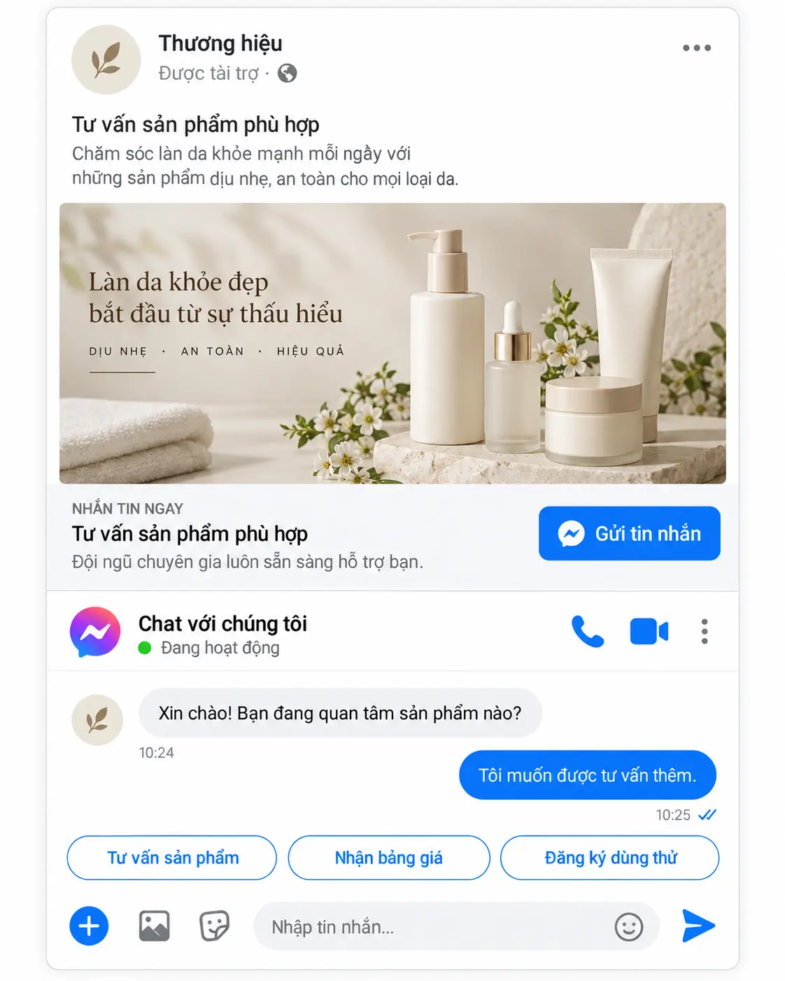 Mẫu quảng cáo tương tác và tư vấn