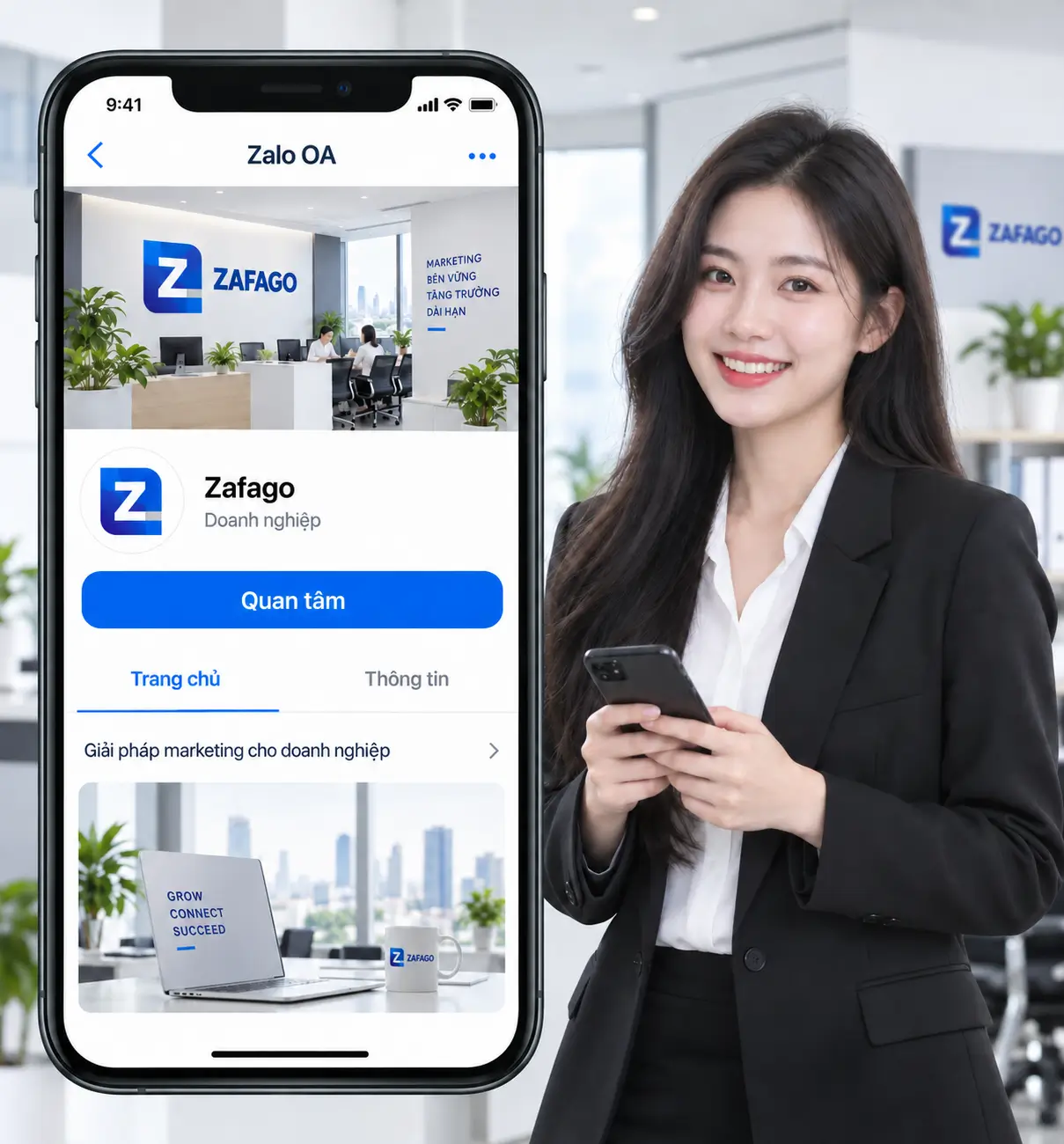 Giao diện Zalo Official Account của doanh nghiệp minh họa