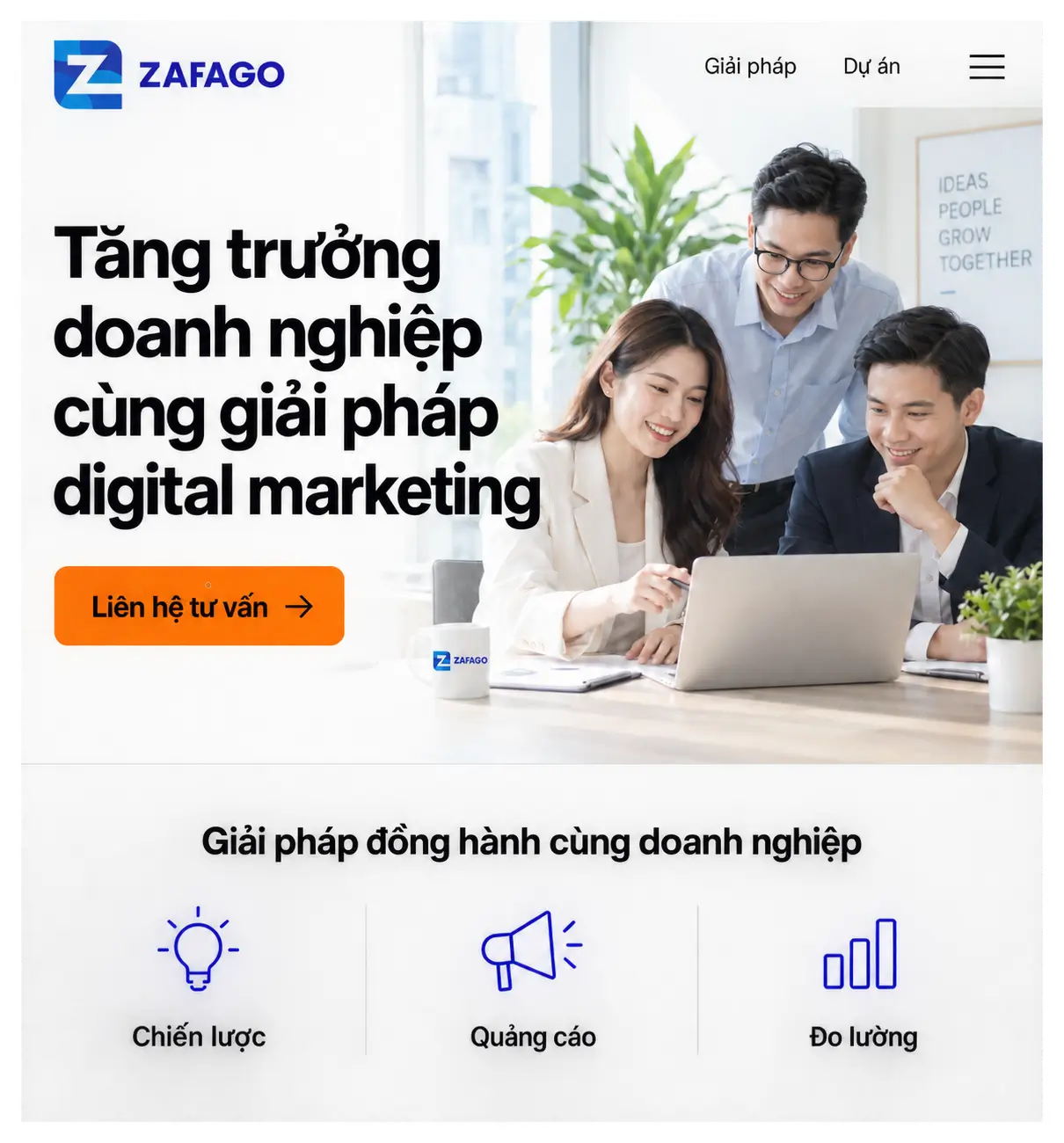 Giao diện website giới thiệu giải pháp dành cho doanh nghiệp