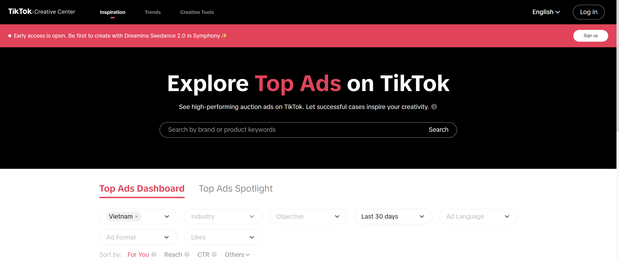 Thư viện quảng cáo - Giao diện Creative Center – Top Ads