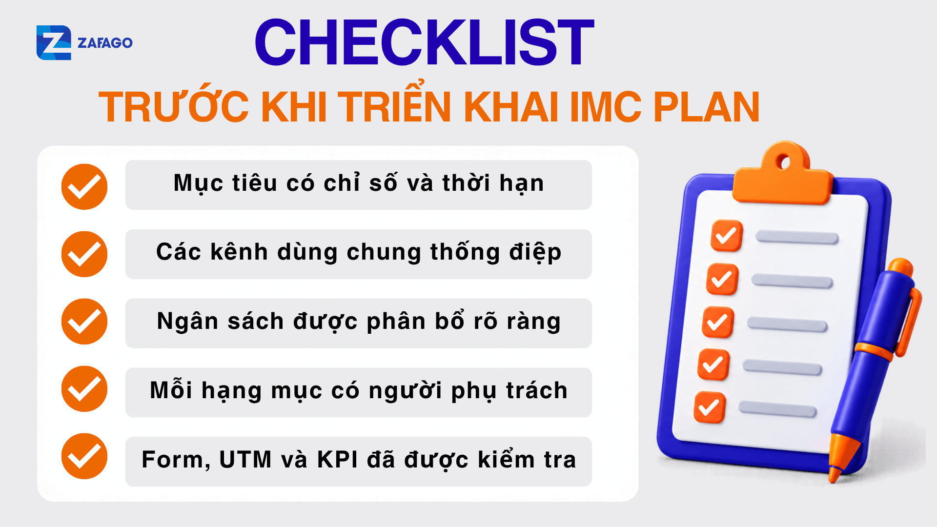 Checklist trước khi triển khai mẫu imc plan