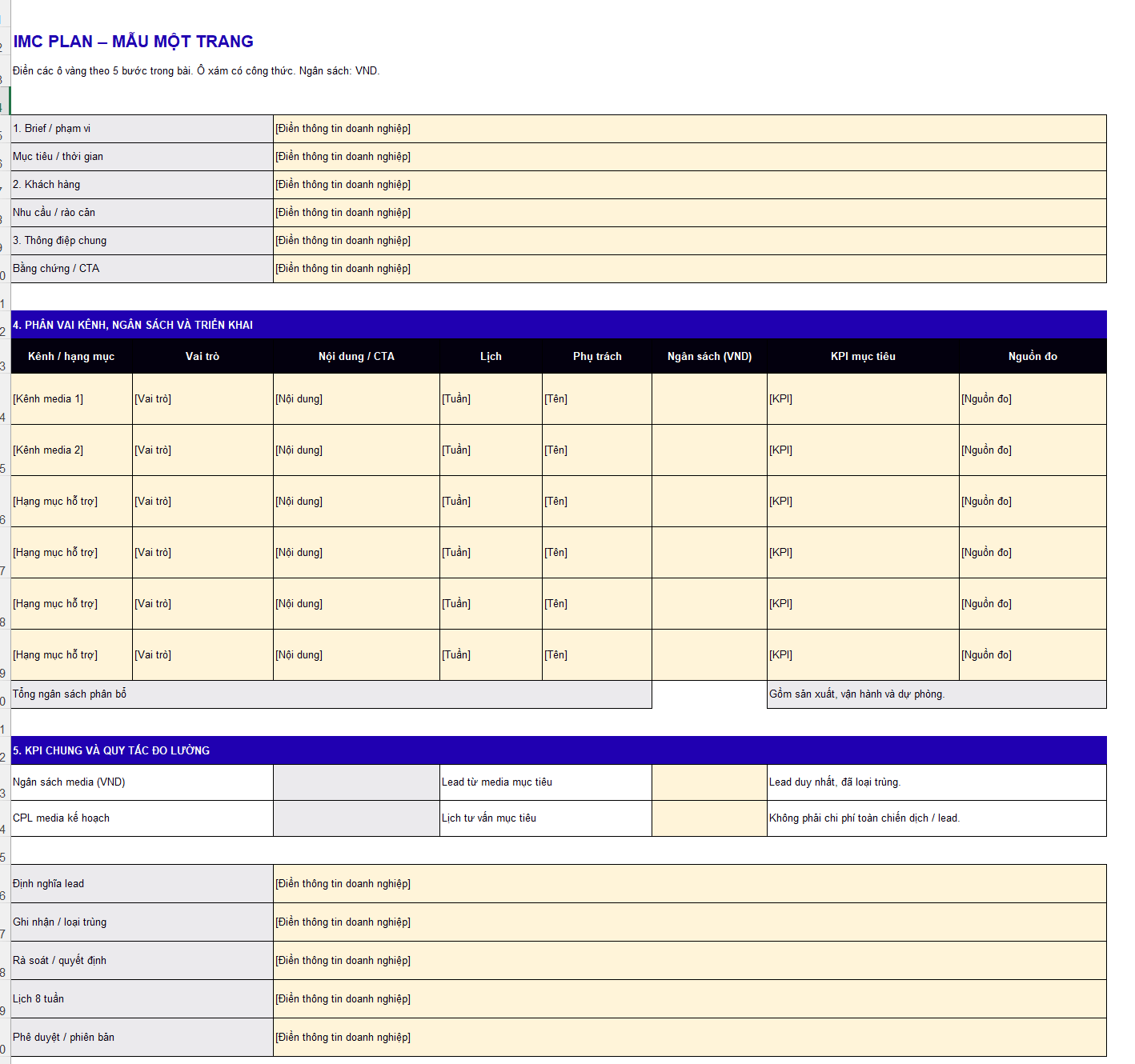 Mẫu IMC Plan mới nhất 2026