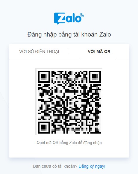 Đăng nhập Zalo bằng mã QR code để tạo tài khoản quảng cáo Zalo