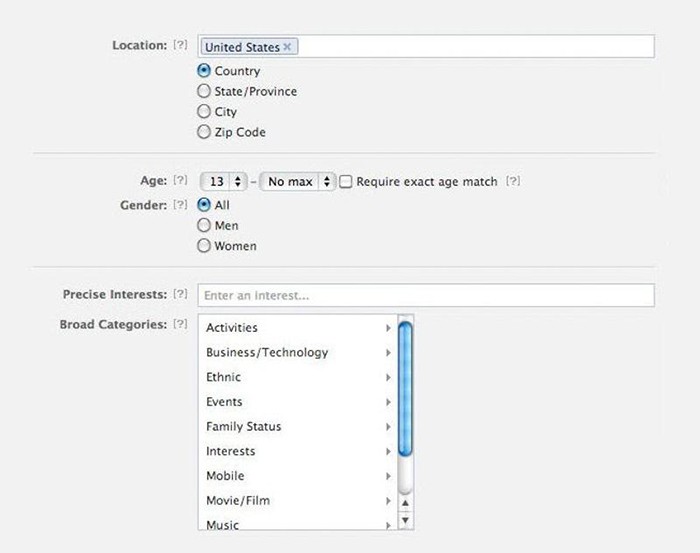 Ví dụ về khả năng tùy chỉnh của Targeting Option