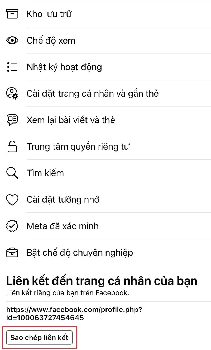 Chọn Sao chép liên kết