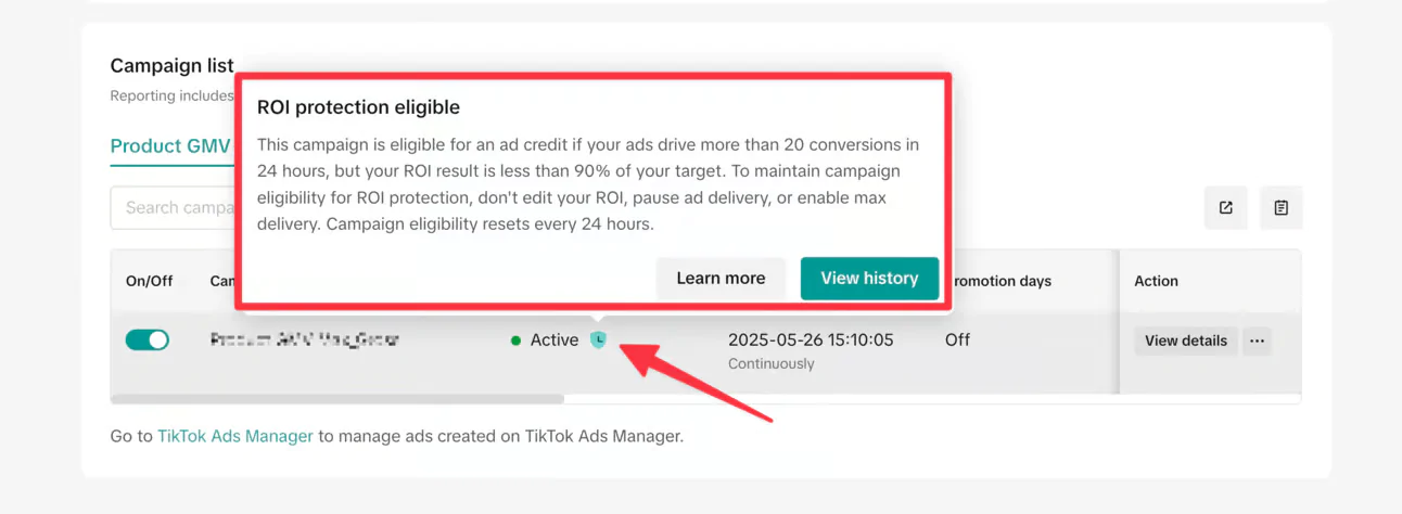 tiktok gmv max roi protection