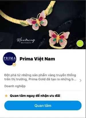 Zalo OA Prima Việt Nam có tích vàng