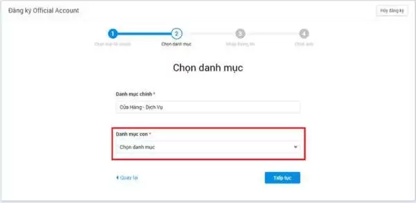 Chọn danh mục con