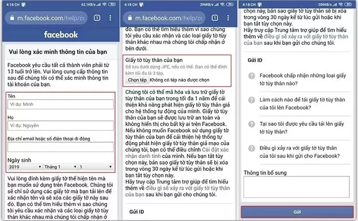 Hình thức mở khóa Facebook bằng Checkpoint 72h