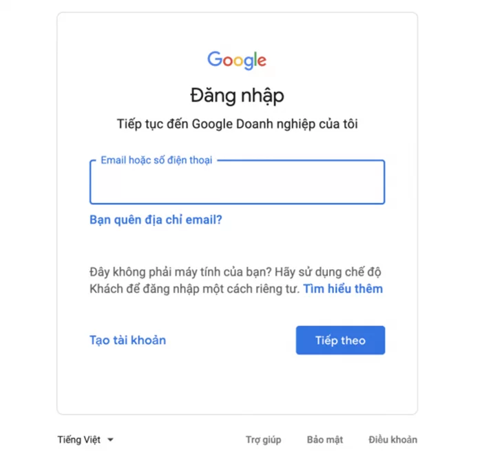 Đăng nhập tài khoản Gmail