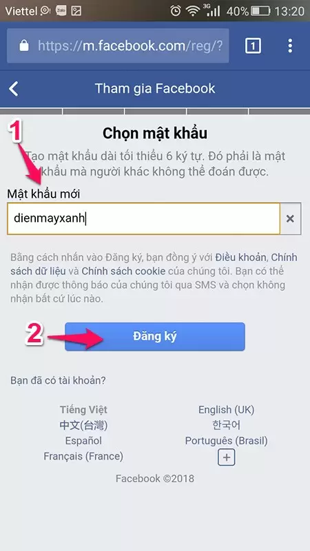 tạo lập 1 nick facebook mới và chờ xác nhận